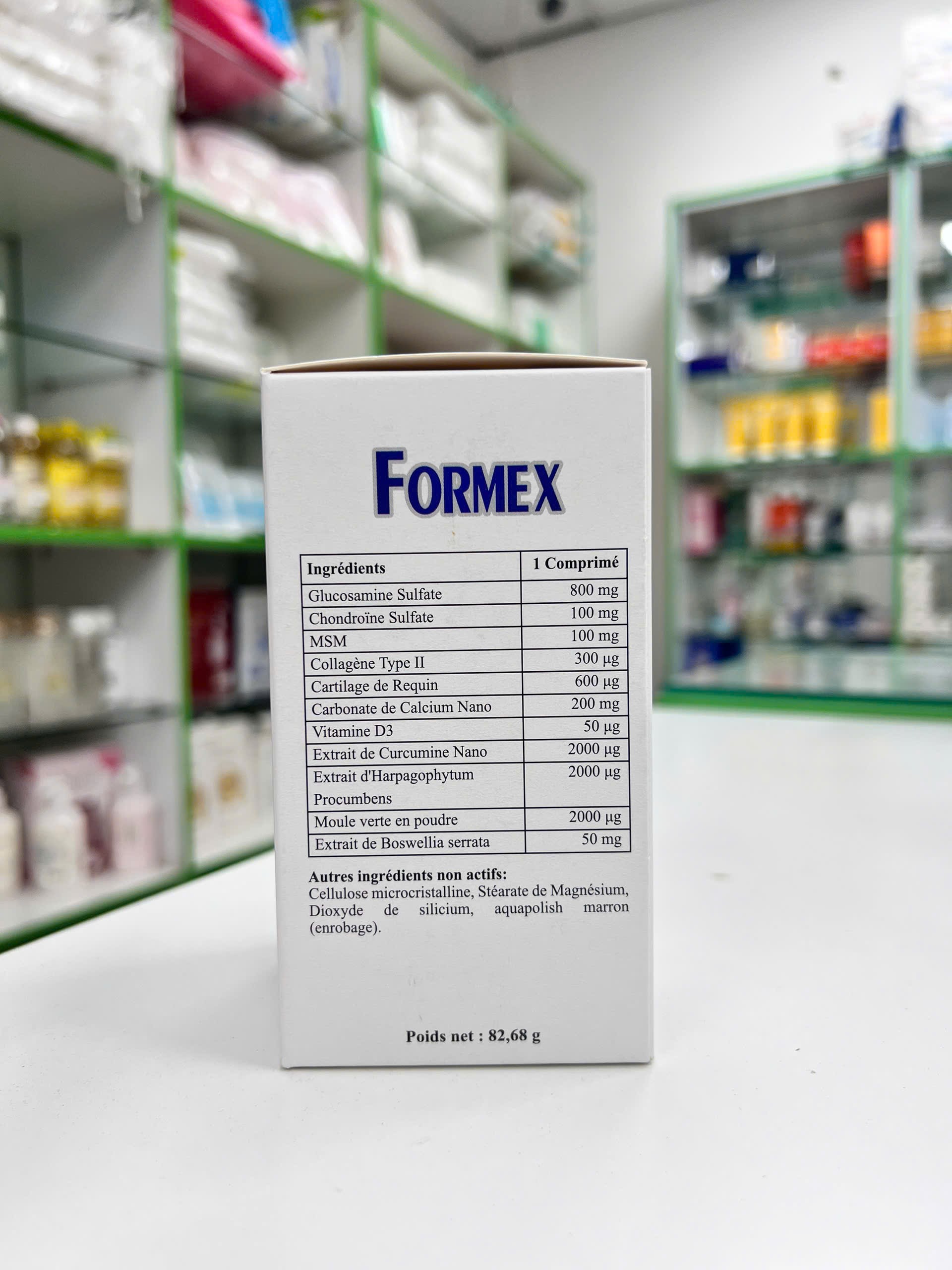FORMEX — mặt sau hộp với bảng thành phần và hướng dẫn sử dụng